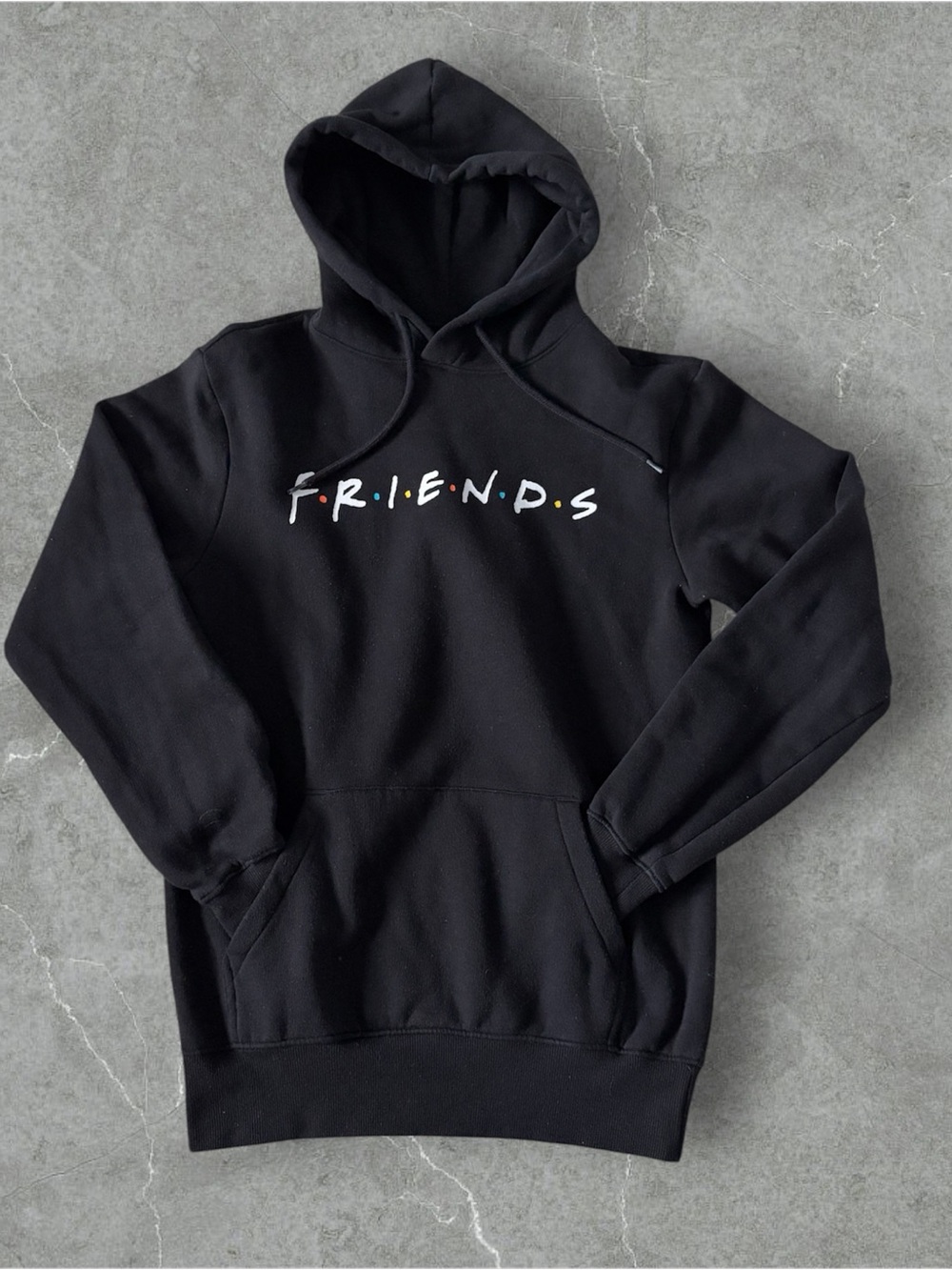 H&M Black Crewneck Hoodie with Color Dot FRIENDS Logo
